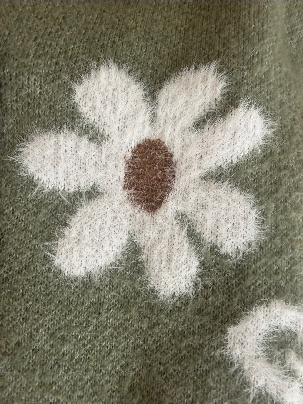 Green Floral Button-Up Women's Sweater Cardigan - Picture 4 of 9